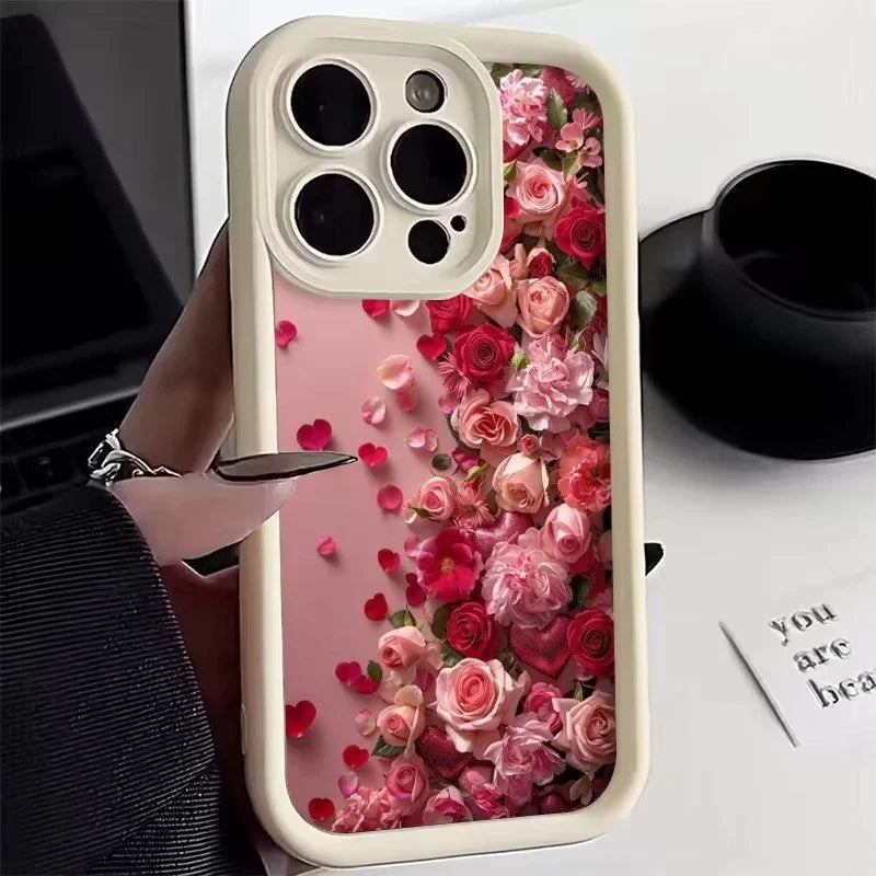 Case For iPhone Soft Flower Matte Shockproof Fashion Silicone Capa Funda