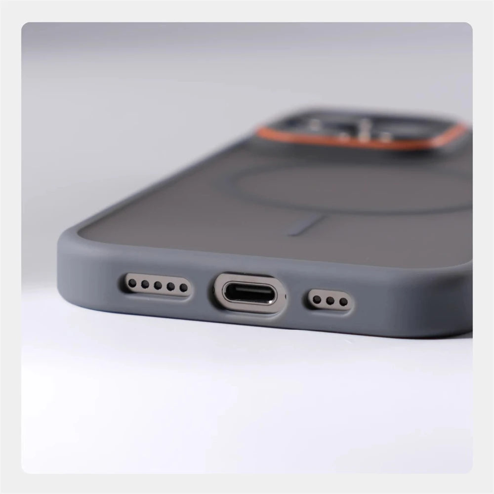 Luxury Matte Translucent MagSafe iPhone Case – Magnetic Shockproof Cover
