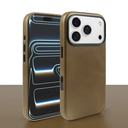 Luxury Oil-Wax Genuine Leather MagSafe Case with Wireless Charging Support