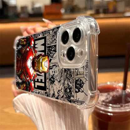 Marvel Spiderman Ironman Comic Clear Case For iPhone