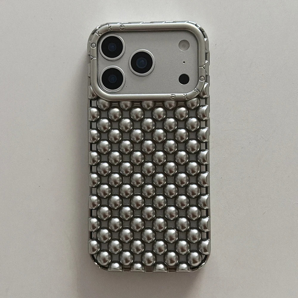 Electroplated Orange Pearl Pattern Phone Case For iPhone Soft Shockproof Silicone Cover Girls