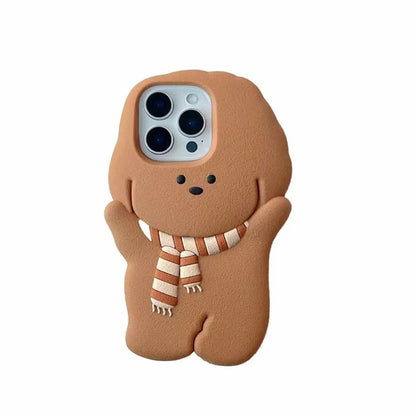 Kawaii 3D Cartoon Scarf Puppy Phone Case For iPhone