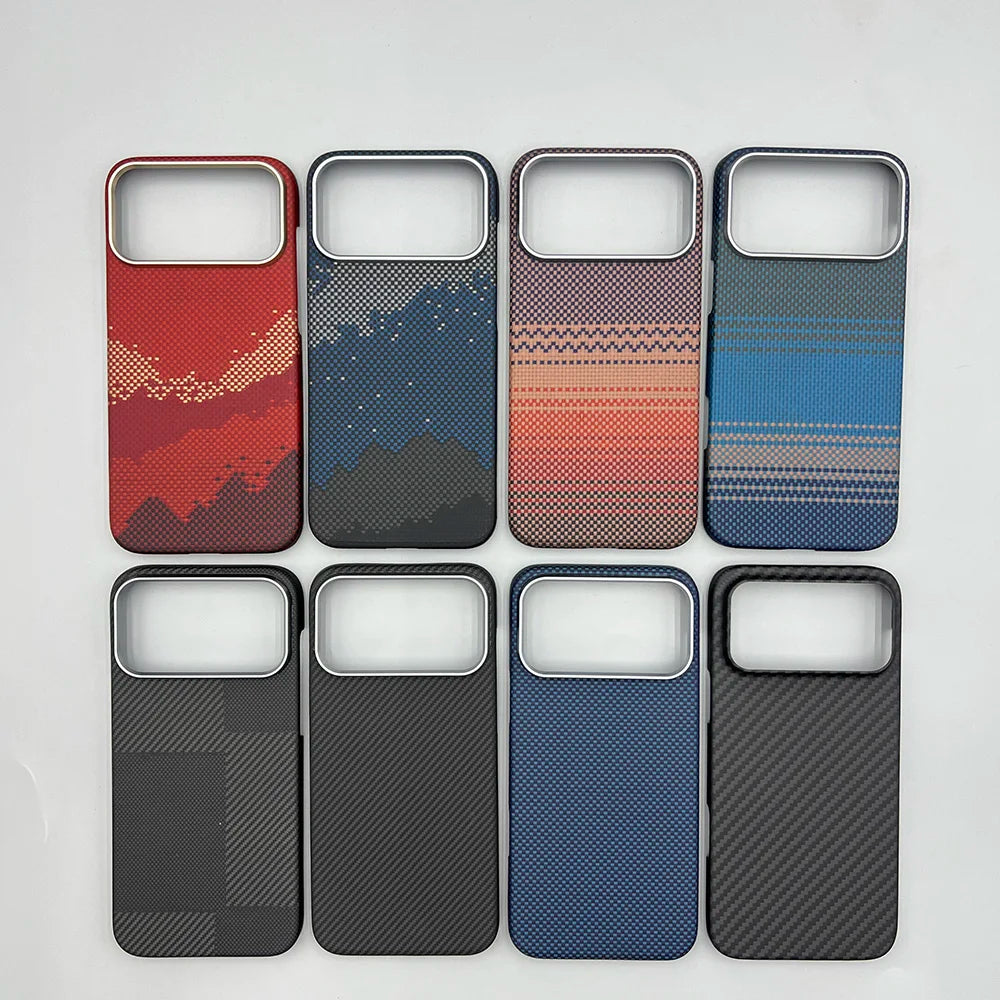 Carbon Fiber Kevlar Aramid Fiber Hard Shell Lightweight Business Black Protective Cover For iPhone