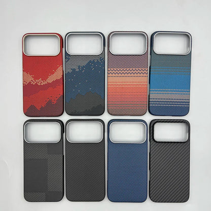 Carbon Fiber Kevlar Aramid Fiber Hard Shell Lightweight Business Black Protective Cover For iPhone