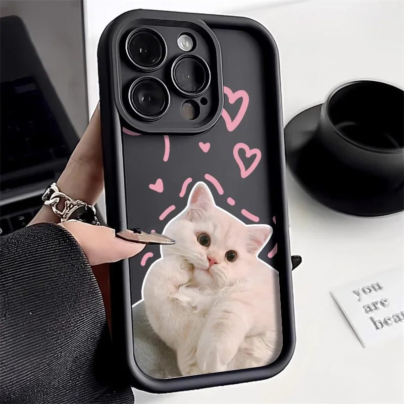 Candy Color Cute Cat Phone Case For iPhone