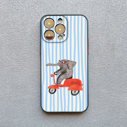 Simple Cute Green And White Plaid Animal Phone Case For Iphone