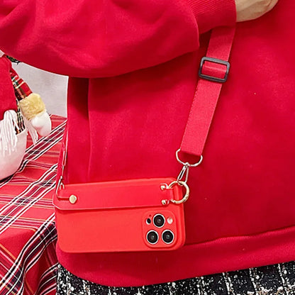 Candy Color Wrist Strap Holder Lanyard Case For iPhone