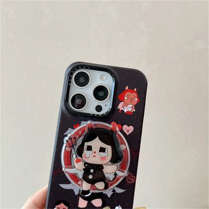 Fashion Cute Black Cry Girl Magnetic Phone Case For iPhone
