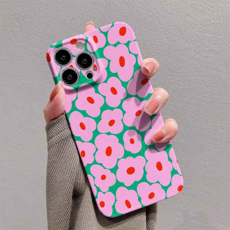 Phone Case For iPhone Flower Hard PC Bumper Cover Coque