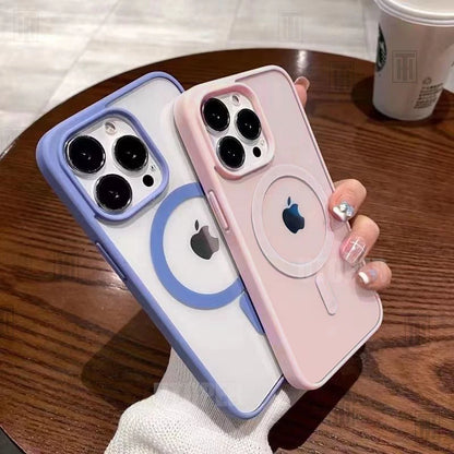 Pink Transparent MagSafe iPhone Case – Hard Shockproof