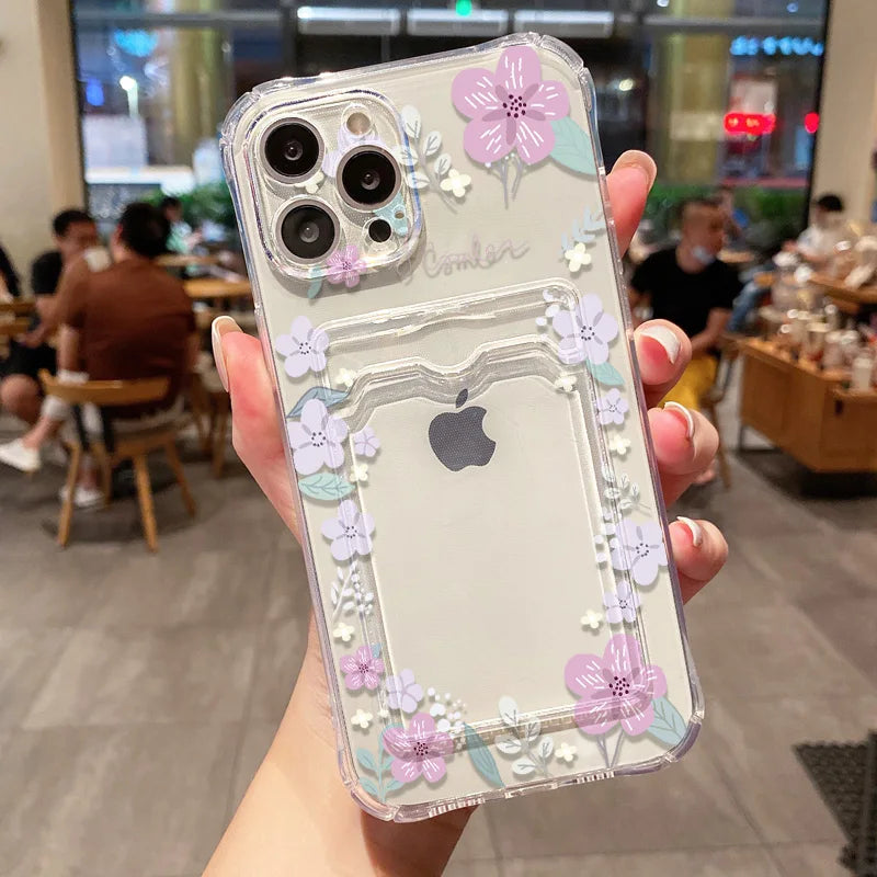 Soft Card Slot Bag Holder Phone Case For iPhone