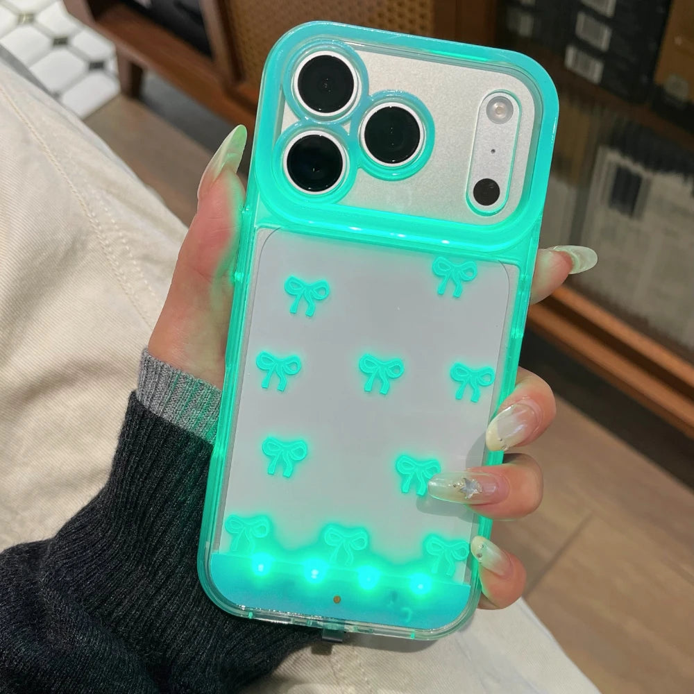 Change Color Luminous Call Light Up Flash Bowknot Phone Case For iPhone