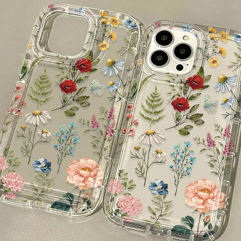 Leaves Flower Phone Case For iPhone Silicone Clear Soft Cover