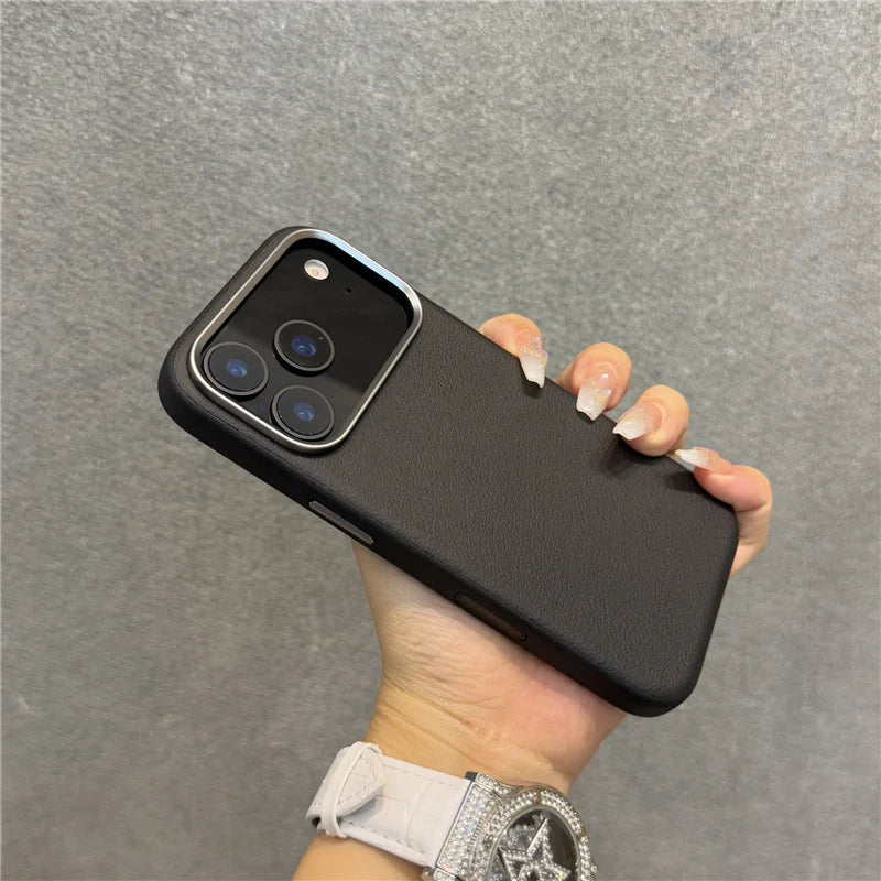 Luxury PU Leather Magnetic MagSafe Case for iPhone – Camera & Lens Protection