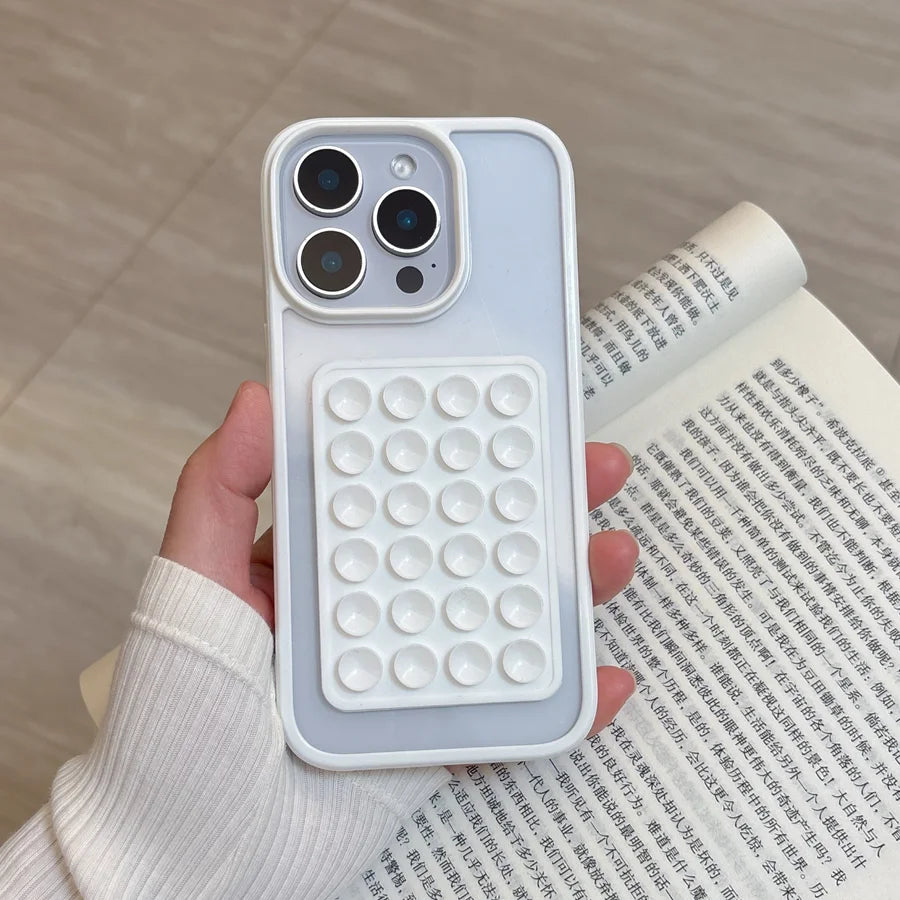 Candy Bumper Phone Case For iPhone Suction Cup Airbag Clear Shockproof Cover