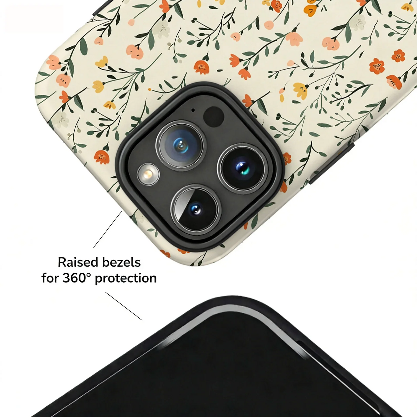 Pastel Cottage Floral Magnetic 2 In 1 Shockproof Case For iPhone Compatible With Magsafe Cover
