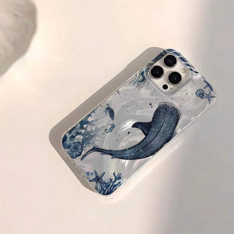 Ocean Shark Whale Design Phone Case For iPhone Shockproof Bumper Cover﻿