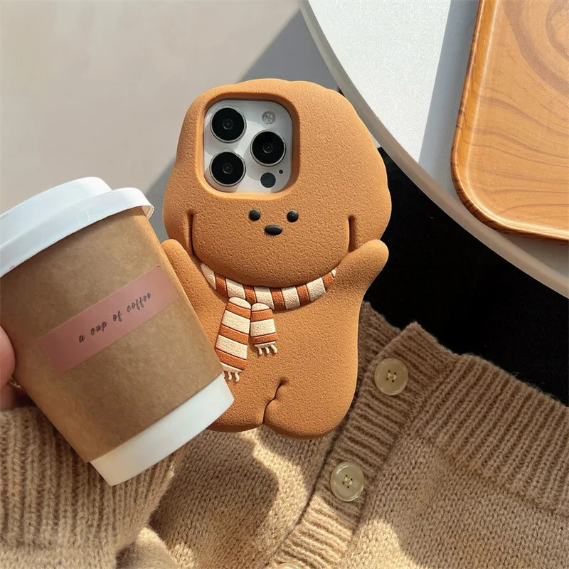 Kawaii 3D Cartoon Scarf Puppy Phone Case For iPhone