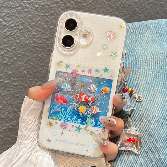 Cute Korean Blue Ocean Red Carp Fish Phone Case