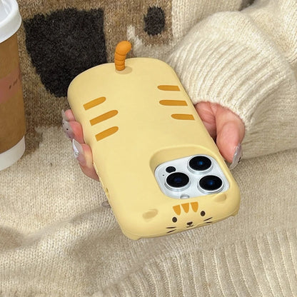 Sweet Cute 3D Cat Tail Yellow Silicone Phone Case