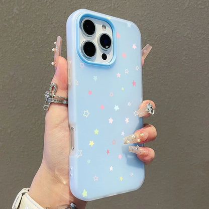 Cute Pastel Color Colorful Star Pattern Phone Case For iPhone