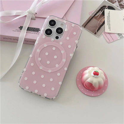 Cute Pink Polka Dot Magnetic Phone Case
