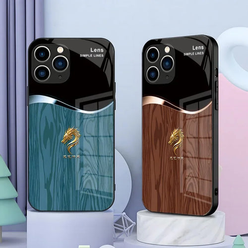 Luxury Grain Golden Dragon Led Light Phone Case Call Flash Glitter Cover For iPhone