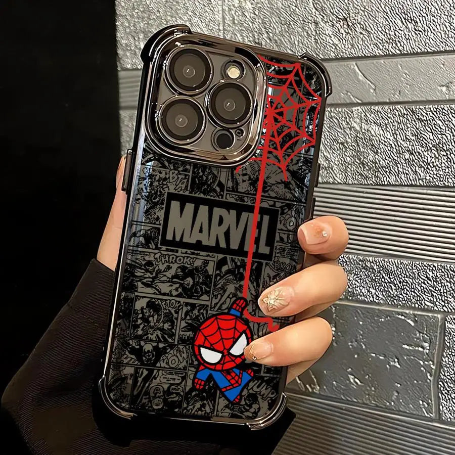 Clear Marvel Spiderman Phone Case For iPhone – Cartoon Design