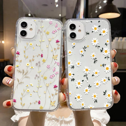 Flower Phone Case Soft Silicone Transparent Cover For iPhone