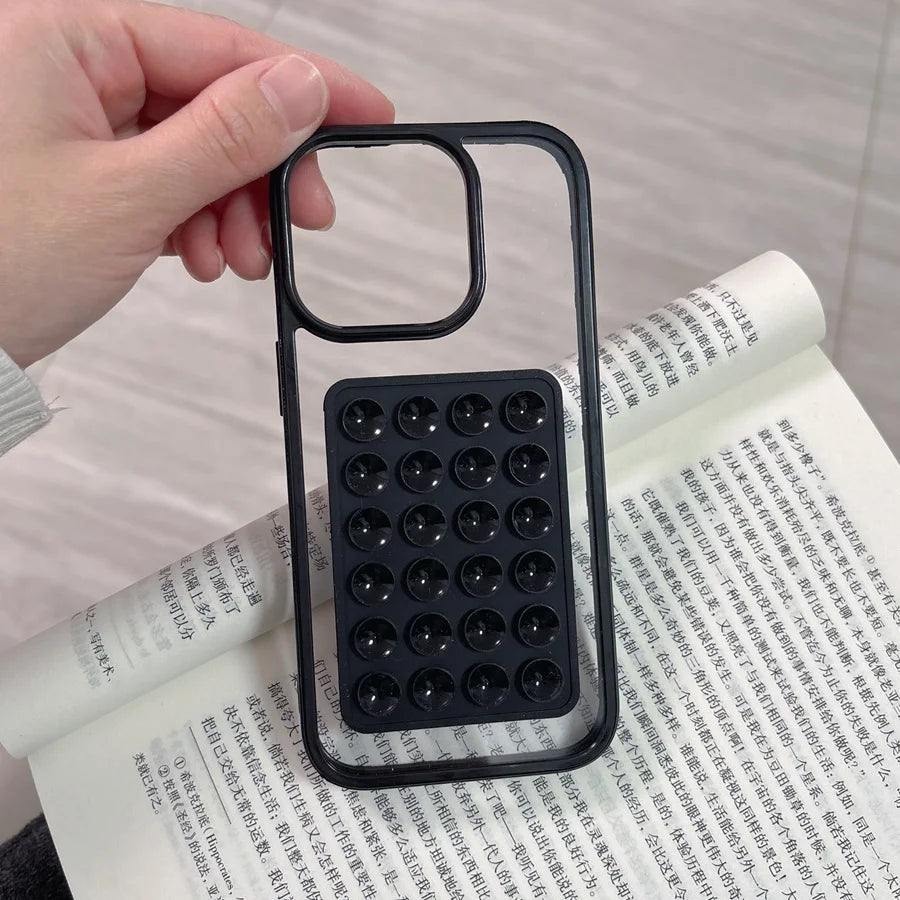 Candy Bumper Phone Case For iPhone Suction Cup Airbag Clear Shockproof Cover