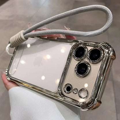 Lanyard Wrist Strap Transparent Protect Case For iPhone