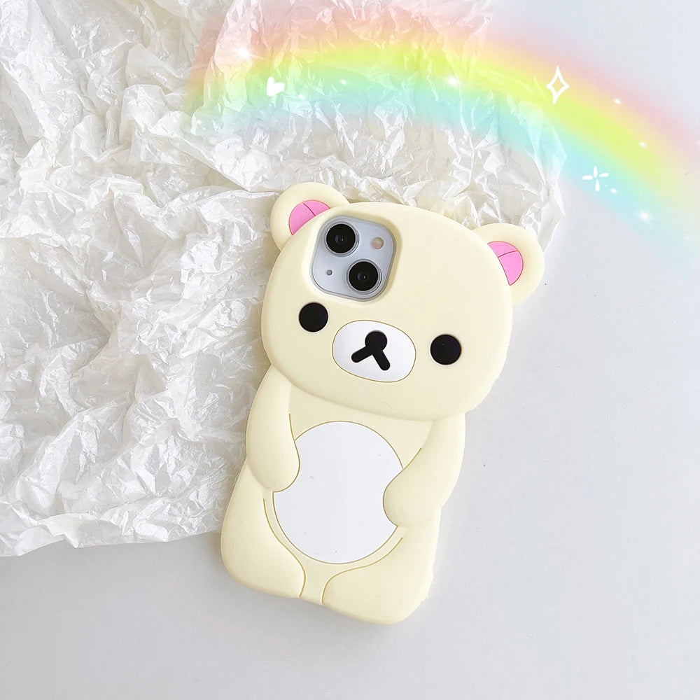 Cartoon Rilakkuma Bear Silicone Soft Cover Case For iPhone