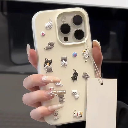 Cartoon Cat DIY Stickers Compatible Phone Case