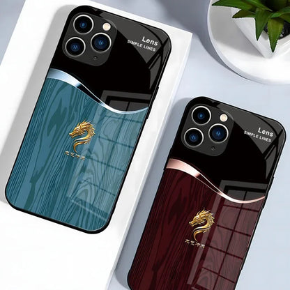 Luxury Grain Golden Dragon Led Light Phone Case Call Flash Glitter Cover For iPhone