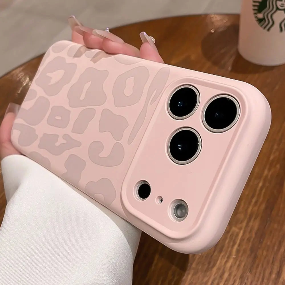 Leopard Liquid Silicone Camera Lens Protective Phone Case For iPhone