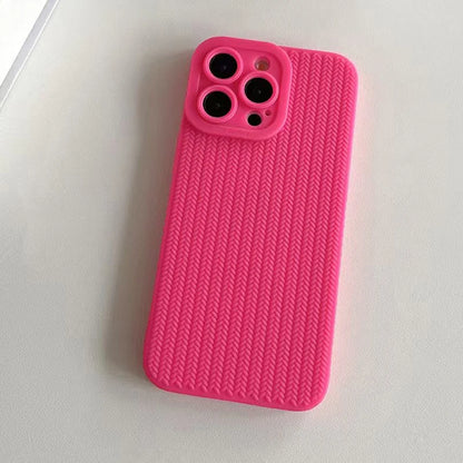 Woven Pattern Silicone Phone Case For iPhone Lens Protection Shockproof Soft Bumper Back Cover