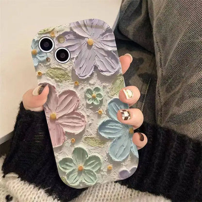 Retro Oil Painting Daisy Flowers Phone Case For iPhone