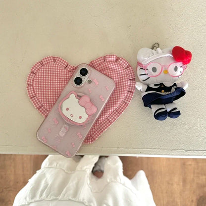 Cute Sanrio Hello Kitty Magnetic Magsafe Wireless Charge Phone Case For iPhone Mirror Grip Holder Cover