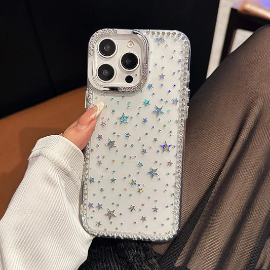 Fashion Bling Glitter Diamond Star Transparent Phone Case