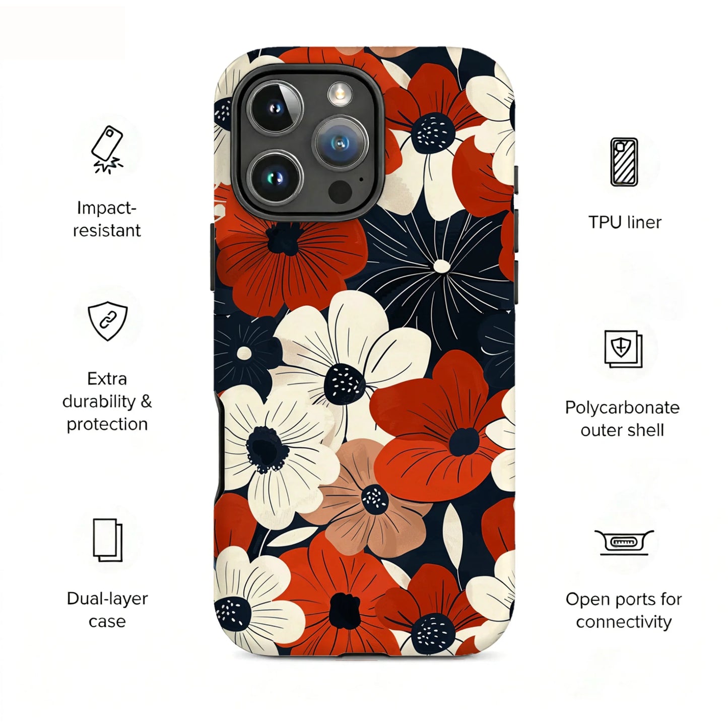 Flower For Magsafe Wireless Charge Phone Case For iPhone Double Layer Cover