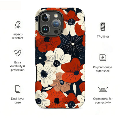 Flower For Magsafe Wireless Charge Phone Case For iPhone Double Layer Cover