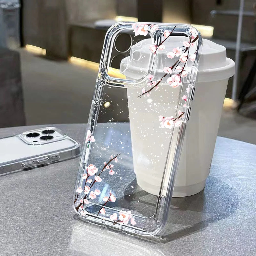 Transparent Flower Phone Case For iPhone