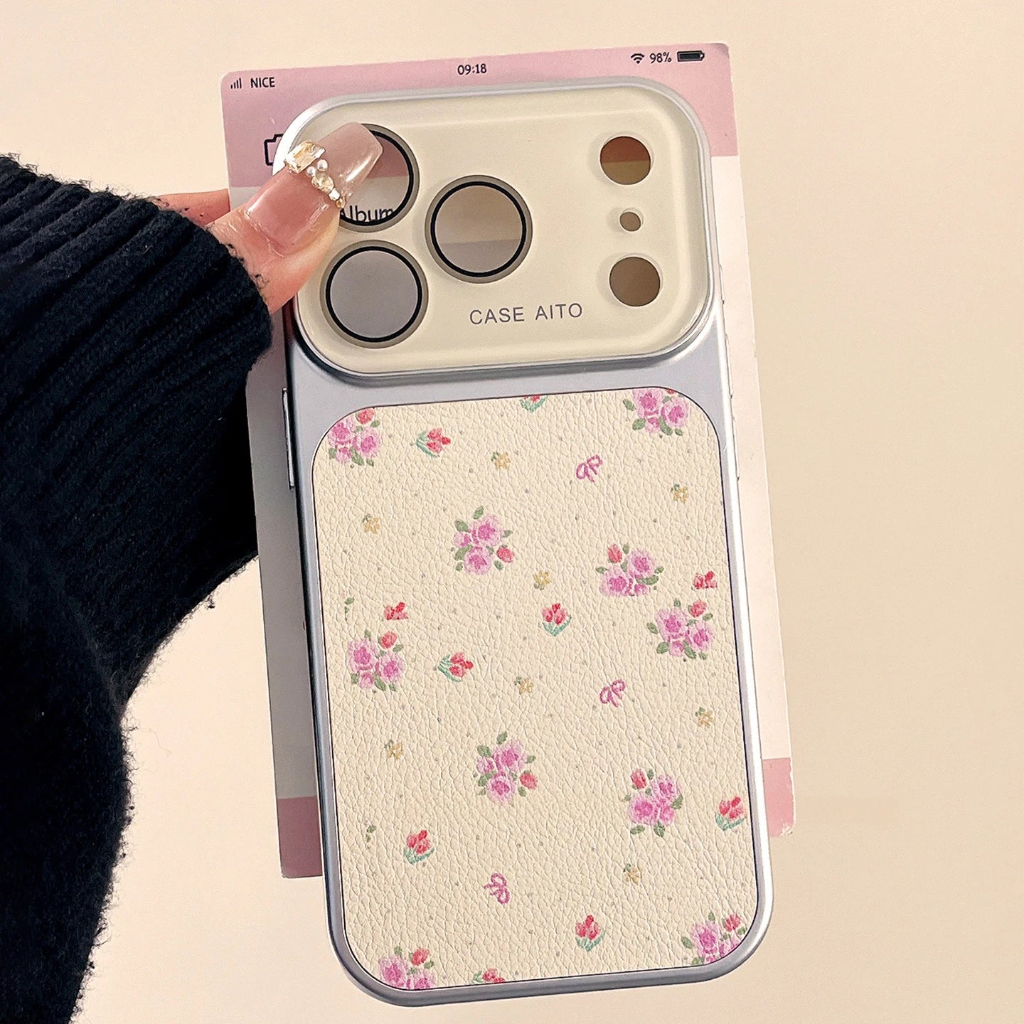 Luxury Ins Flower Large Window Phone Case For iPhone Camera Film Protector Shockproof Ultra Slim Cover