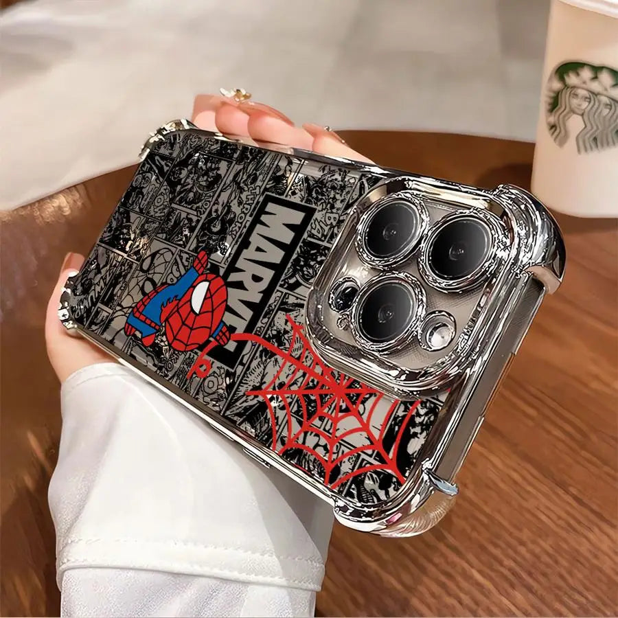 Clear Marvel Spiderman Phone Case For iPhone – Cartoon Design