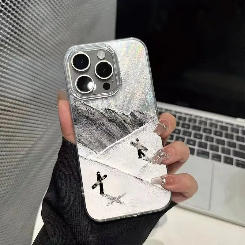 Creative Mountain Ski Design iPhone Case Shockproof Bumper Protective Cover