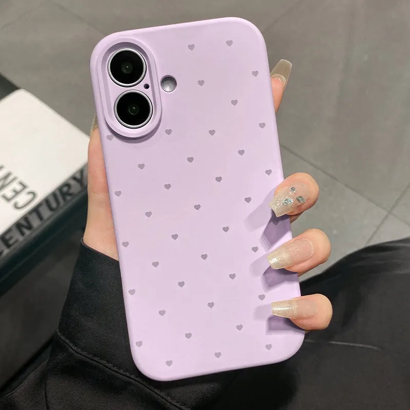 Cute Love Heart Candy Color Matte Soft Silicone iPhone Case
