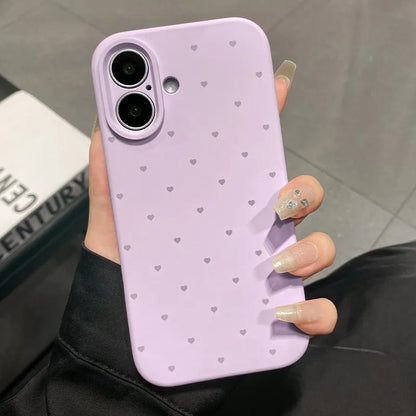 Cute Love Heart Candy Color Matte Soft Silicone iPhone Case