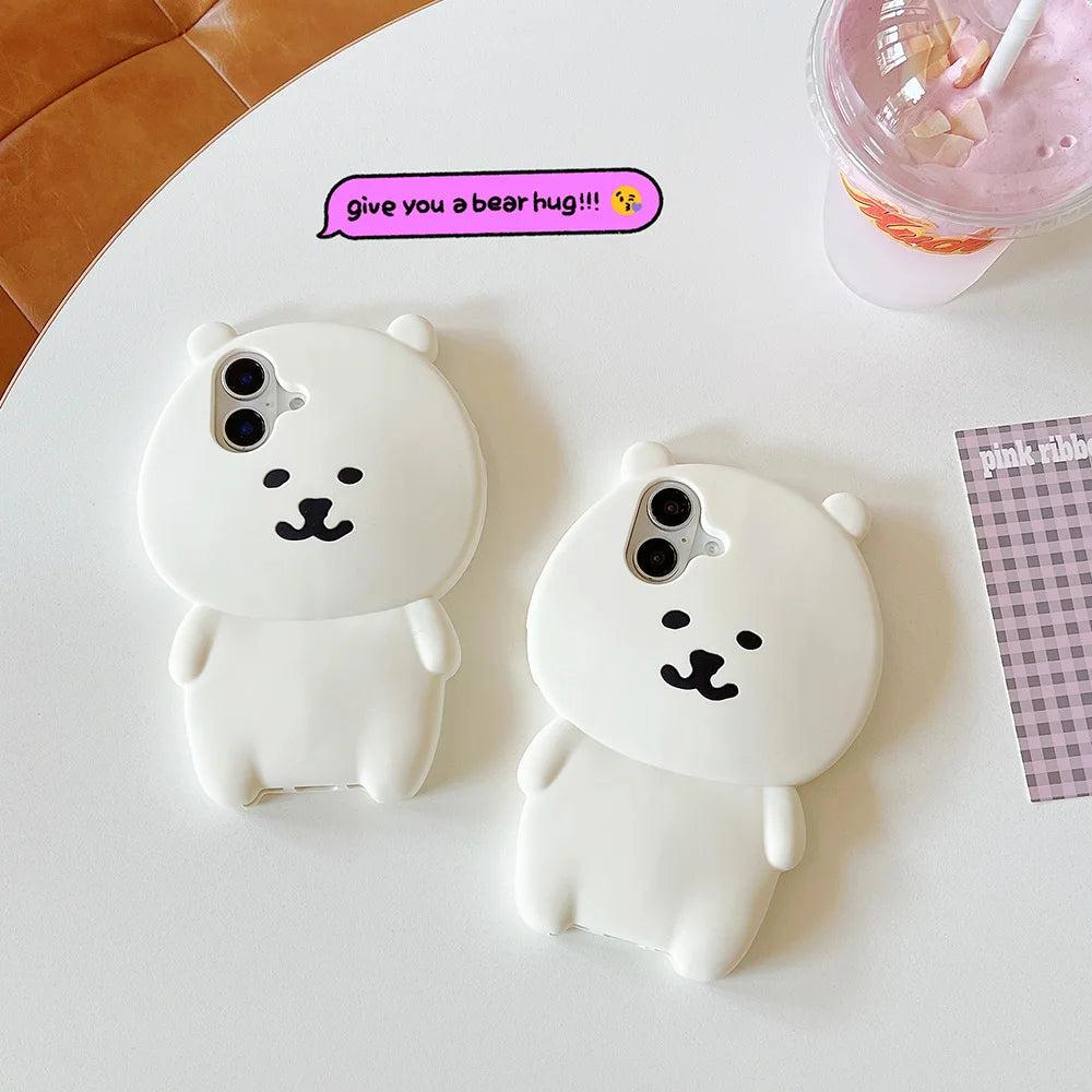 Kawaii 3D Cartoon Nagano Bear Phone Case For iPhone