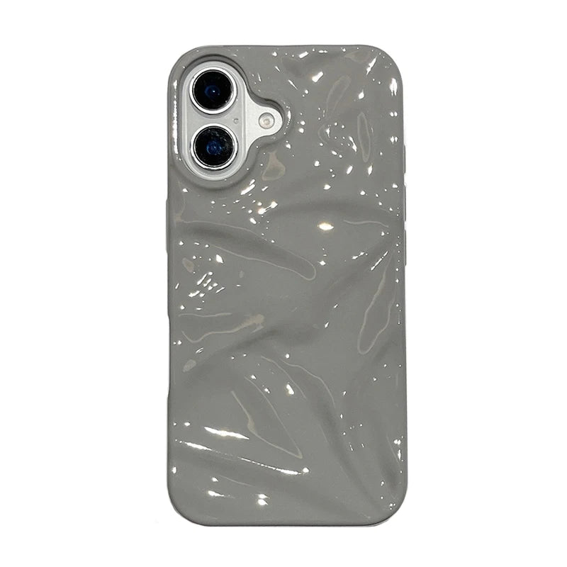 Simple Fashion Glossy Grey 3D Folds Texture Phone Case