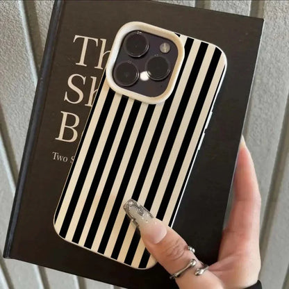 Colorful Striped Minimalist INS Couple Phone Case For iPhone